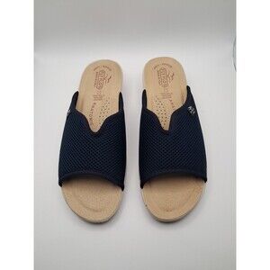 FLY FLOT Shoes NAVY BLUE Mesh Wedge Comfort Clogs Made in Italy Size 40/US 9-9.5